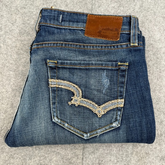 Big Star‎ Remy Boot Low Rise Jeans Women's 32R Blue Stretch Distressed READ - Picture 1 of 13